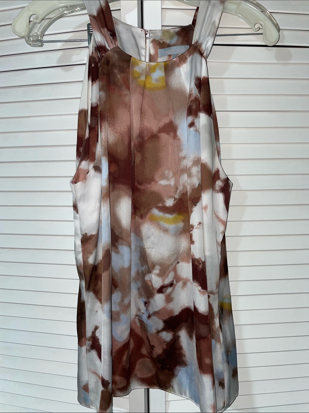 Violet & Claire Brown and Cream Abstract Sleeveless Top